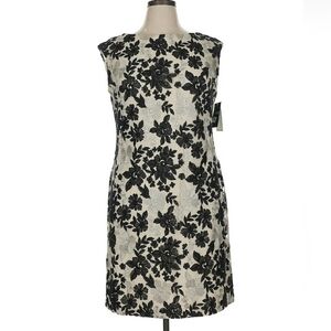 Ralph Lauren  Knee Length Dress In Cream/Black/White/Silver. Size 14. NWT